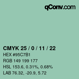 颜色代码: CMYK 25 / 0 / 11 / 22 | qconv.com