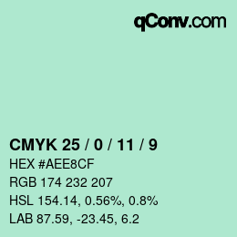 カラーコード: CMYK 25 / 0 / 11 / 9 | qconv.com