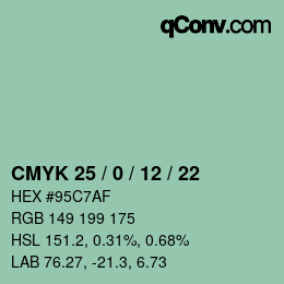 Color code: CMYK 25 / 0 / 12 / 22 | qconv.com