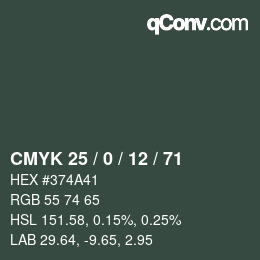 Color code: CMYK 25 / 0 / 12 / 71 | qconv.com