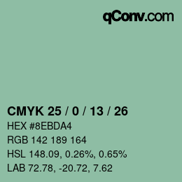 カラーコード: CMYK 25 / 0 / 13 / 26 | qconv.com