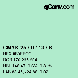 カラーコード: CMYK 25 / 0 / 13 / 8 | qconv.com