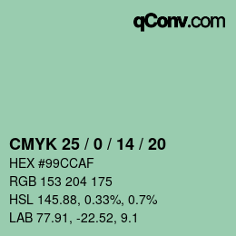 Color code: CMYK 25 / 0 / 14 / 20 | qconv.com