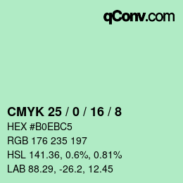 カラーコード: CMYK 25 / 0 / 16 / 8 | qconv.com