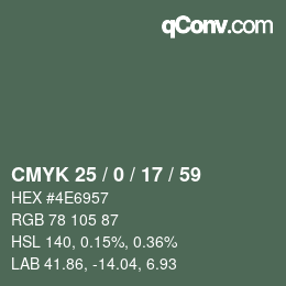 Código de color: CMYK 25 / 0 / 17 / 59 | qconv.com