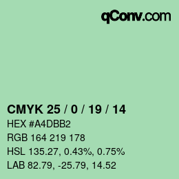 カラーコード: CMYK 25 / 0 / 19 / 14 | qconv.com