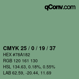 颜色代码: CMYK 25 / 0 / 19 / 37 | qconv.com