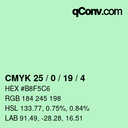 Color code: CMYK 25 / 0 / 19 / 4 | qconv.com