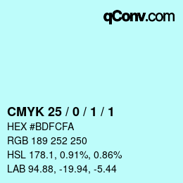 Color code: CMYK 25 / 0 / 1 / 1 | qconv.com