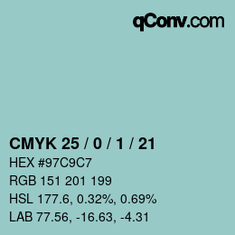 カラーコード: CMYK 25 / 0 / 1 / 21 | qconv.com