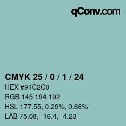 カラーコード: CMYK 25 / 0 / 1 / 24 | qconv.com
