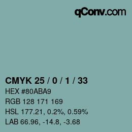 Color code: CMYK 25 / 0 / 1 / 33 | qconv.com