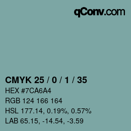 Color code: CMYK 25 / 0 / 1 / 35 | qconv.com