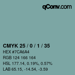 カラーコード: CMYK 25 / 0 / 1 / 35 | qconv.com
