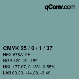 Código de color: CMYK 25 / 0 / 1 / 37 | qconv.com