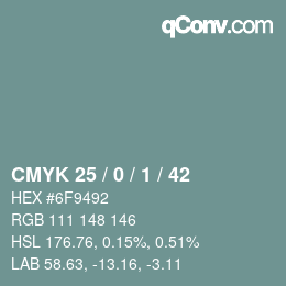 Color code: CMYK 25 / 0 / 1 / 42 | qconv.com