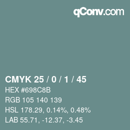 Color code: CMYK 25 / 0 / 1 / 45 | qconv.com