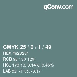 Color code: CMYK 25 / 0 / 1 / 49 | qconv.com