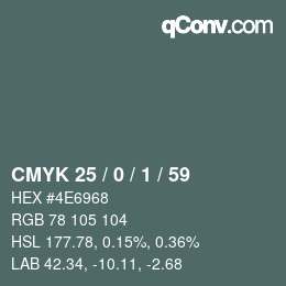 Color code: CMYK 25 / 0 / 1 / 59 | qconv.com