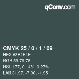 Color code: CMYK 25 / 0 / 1 / 69 | qconv.com