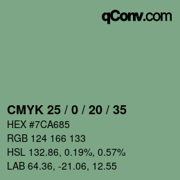 Farbcode: CMYK 25 / 0 / 20 / 35 | qconv.com