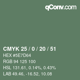 Código de color: CMYK 25 / 0 / 20 / 51 | qconv.com