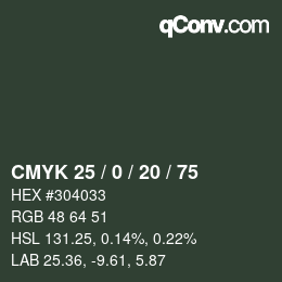 Color code: CMYK 25 / 0 / 20 / 75 | qconv.com