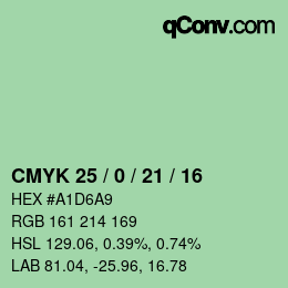 Farbcode: CMYK 25 / 0 / 21 / 16 | qconv.com