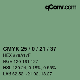 Código de color: CMYK 25 / 0 / 21 / 37 | qconv.com