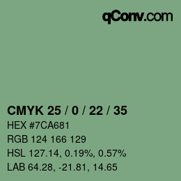 カラーコード: CMYK 25 / 0 / 22 / 35 | qconv.com