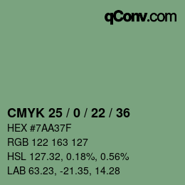 カラーコード: CMYK 25 / 0 / 22 / 36 | qconv.com