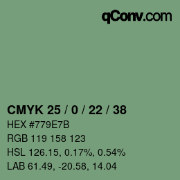 Farbcode: CMYK 25 / 0 / 22 / 38 | qconv.com