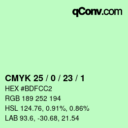 カラーコード: CMYK 25 / 0 / 23 / 1 | qconv.com