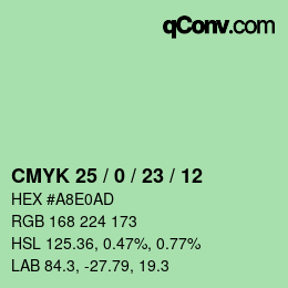 カラーコード: CMYK 25 / 0 / 23 / 12 | qconv.com