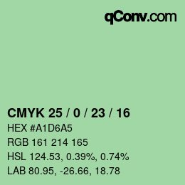カラーコード: CMYK 25 / 0 / 23 / 16 | qconv.com