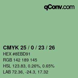 颜色代码: CMYK 25 / 0 / 23 / 26 | qconv.com