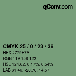 Color code: CMYK 25 / 0 / 23 / 38 | qconv.com