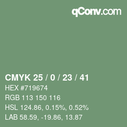 Color code: CMYK 25 / 0 / 23 / 41 | qconv.com