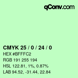 カラーコード: CMYK 25 / 0 / 24 / 0 | qconv.com