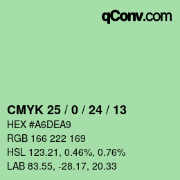 颜色代码: CMYK 25 / 0 / 24 / 13 | qconv.com