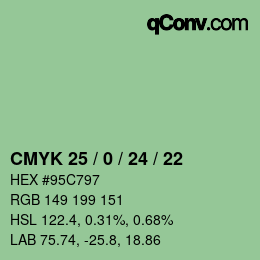 カラーコード: CMYK 25 / 0 / 24 / 22 | qconv.com