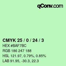 Color code: CMYK 25 / 0 / 24 / 3 | qconv.com