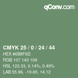 颜色代码: CMYK 25 / 0 / 24 / 44 | qconv.com