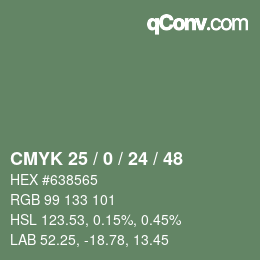 カラーコード: CMYK 25 / 0 / 24 / 48 | qconv.com