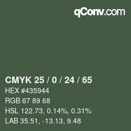 Color code: CMYK 25 / 0 / 24 / 65 | qconv.com