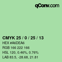 カラーコード: CMYK 25 / 0 / 25 / 13 | qconv.com