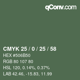 Código de color: CMYK 25 / 0 / 25 / 58 | qconv.com