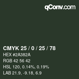 Color code: CMYK 25 / 0 / 25 / 78 | qconv.com