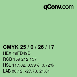 カラーコード: CMYK 25 / 0 / 26 / 17 | qconv.com