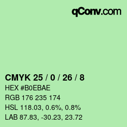 Color code: CMYK 25 / 0 / 26 / 8 | qconv.com